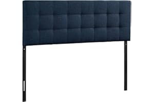 Modway Lily Tufted Linen Fabric Upholstered Queen Headboard in Navy