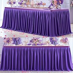 Partisky Purple Polyester Table Skirt for Rectangle
