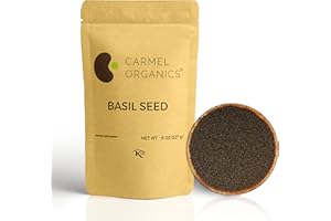 Edible Basil Seeds. | 8 Ounce or 0.5 Lb/227 grams | Tukmaria Sabja Seeds| Rich in Fibers | Add to Smoothies | Non GMO | Keto + non Gluten | Natural | By Carmel Organics