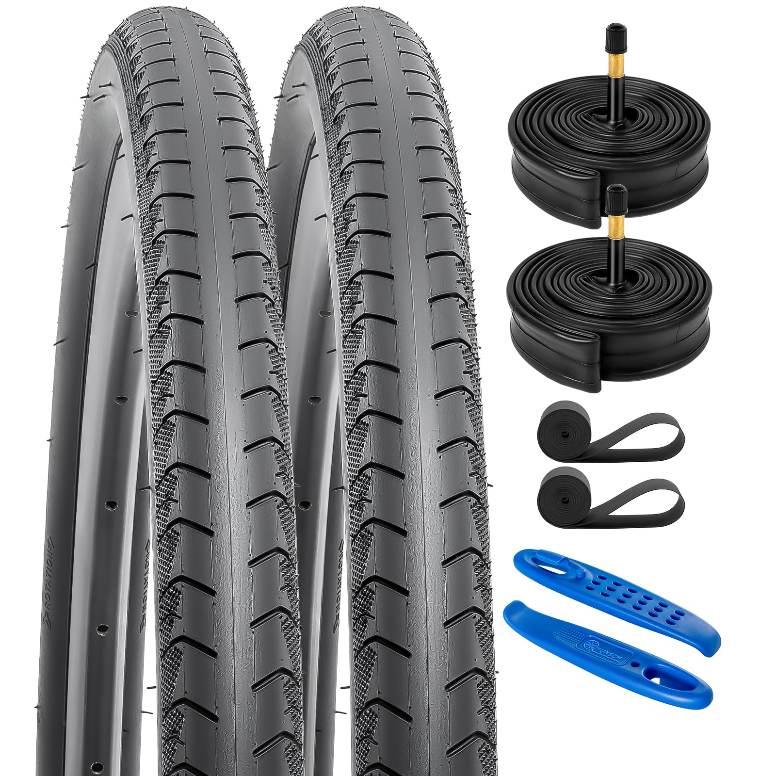 YunSCM 2-Pcs 700C Bike Tyres 700x38C 28x1.50 Tires 40-622 and 28inch Bike Tubes Schrader Valve AV48mm Compatible with 700x35C 700x38C 700x40C(35/40-622) Bike Bicycle Tyres and Tubes (P-1493)