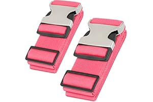 HERO TRAVEL SUPPLY Hero Luggage Straps for Suitcases and Carry-On (2-Pack) Heavy-Duty Secure Belts with 700+ lbs. Max Force Tension (Pink)