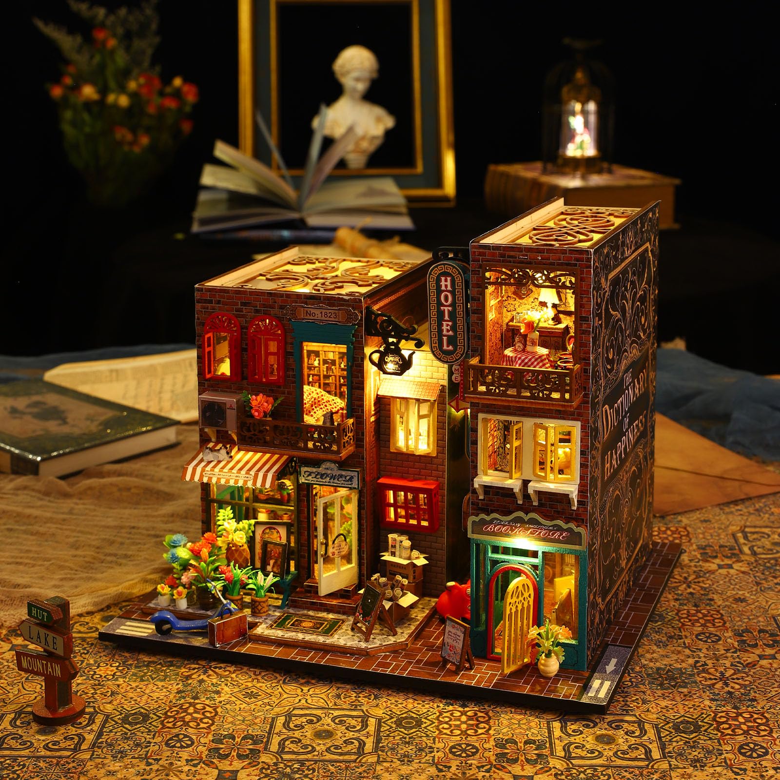 GuDoQi DIY Miniature Dollhouse Kit, Tiny House With Furniture, 1:24 Scale, Creative Handmade Crafts Gift for Birthday Christmas Day, Scarborough