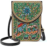 Ayuoejik Small Beaded Crossbody Bag for Women, Boho Cell Phone Shoulder Purse Wallet with Handcrafted Colorful Beads