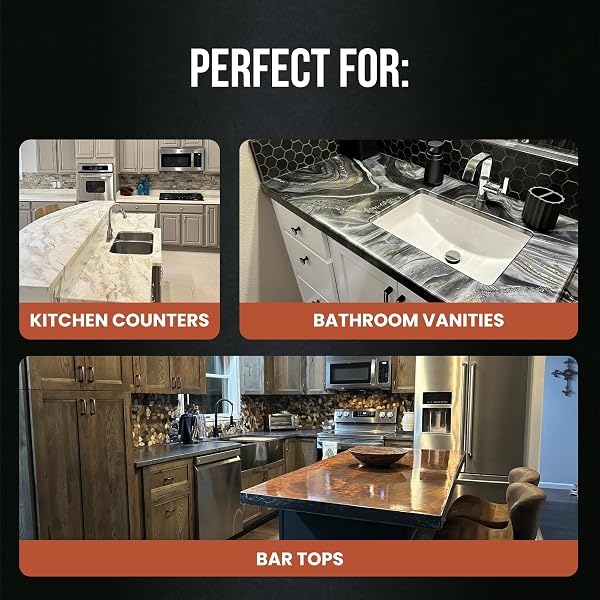 STONE COAT COUNTERTOPS CLEAR EPOXY RESIN KIT (2 GALLON) UV, SCRATCH AND HEAT RESISTANT, FOOD SAFE, FOR KITCHEN COUNTERTOP, TABLETOP, BAR TOP, SHOWER WALLS, WOOD SLABS, OTHER DIY ART CRAFT PROJECTS