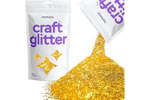Hemway Craft Glitter 100g / 3.5oz Glitter Flakes for Arts Crafts Tumblers Resin Epoxy Scrapbook Glass Schools Paper Halloween Decorations - Extra Chunky (1/24" 0.040" 1mm) - Gold