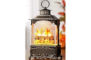 Blansong Fall Snow Globe Lantern Gnome Snow Globe Fall Decorations for Home Autumn Harvest Decor with Timer, USB and Battery Powered Sunflower Pumpkin Autumn Tree 10.2 inch