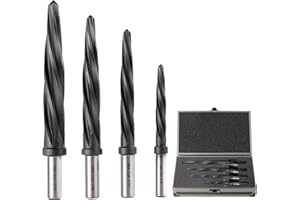 Jerax tools 4pcs Bridge/Construction Reamer Set, 3/8", 1/2", 5/8", 3/4”, M35 HSS Taper Chucking Reamer Drill Bit for Steel Alloy Aluminum Metal Wood Plastic, 3/8" or 1/2" Shank, to Enlarge/Align Holes
