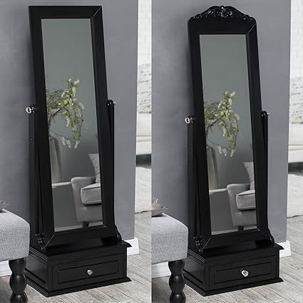 Removable Top Cheval Mirror Storage Organizer Drawer Decorative