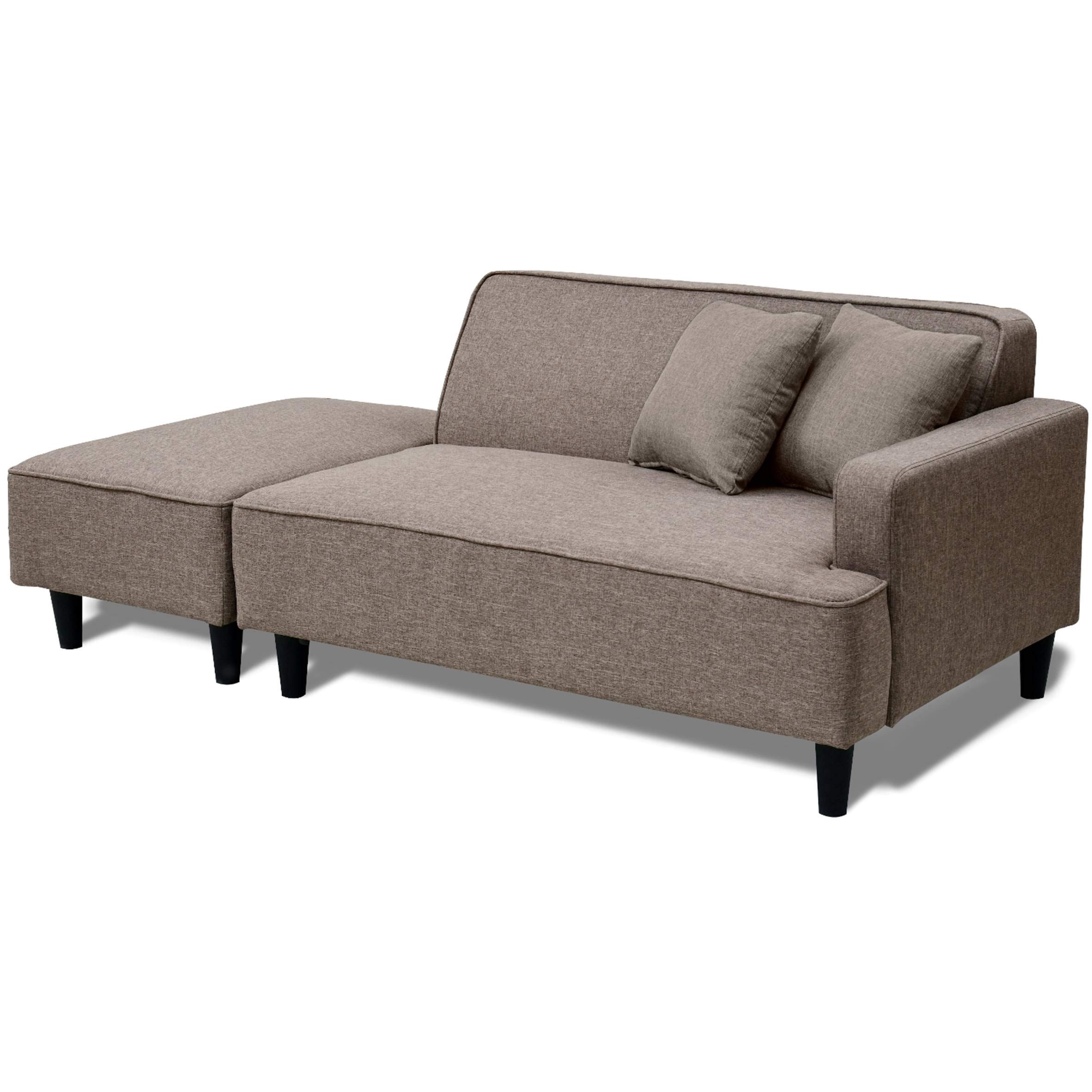 山善(YAMAZEN) ソファ (カウチソファ) 2人掛け ロボット掃除機が通れる レイアウト自由 幅110㎝ オットマン クッション2個付き かんたん組立 ブラウン FHS-160 (BR)商品画像