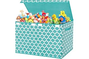 homyfort Toy Chest Box for Girls with Divider, Flip-Top Lid, Kids Large Toy Storage Collapsible Bins Container for Nursery, Playroom, Closet, Home Organization, 24.5"x13" x16" (Blue)
