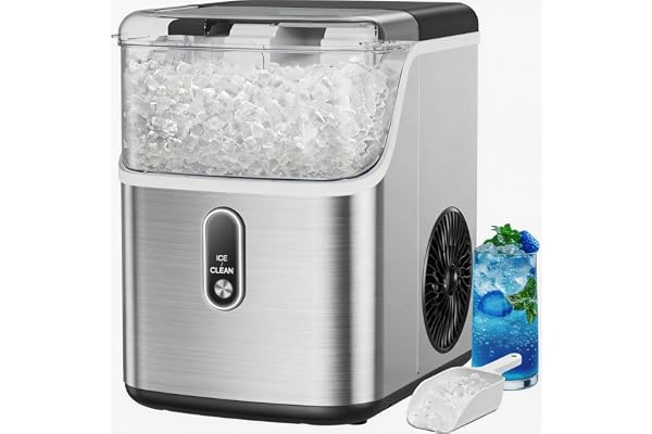 Silonn Nugget Ice Maker Countertop, Chewable Pellet Ice Machine with 33lbs Daily Produce, Pebble Ice Maker for Home Kitchen Office