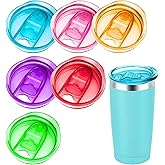 YBB 6 Pcs 20 oz Skinny Tumbler Replacement Lids, Multi-colored Spill Proof Splash Resistant Tumbler Cup Lids Cover