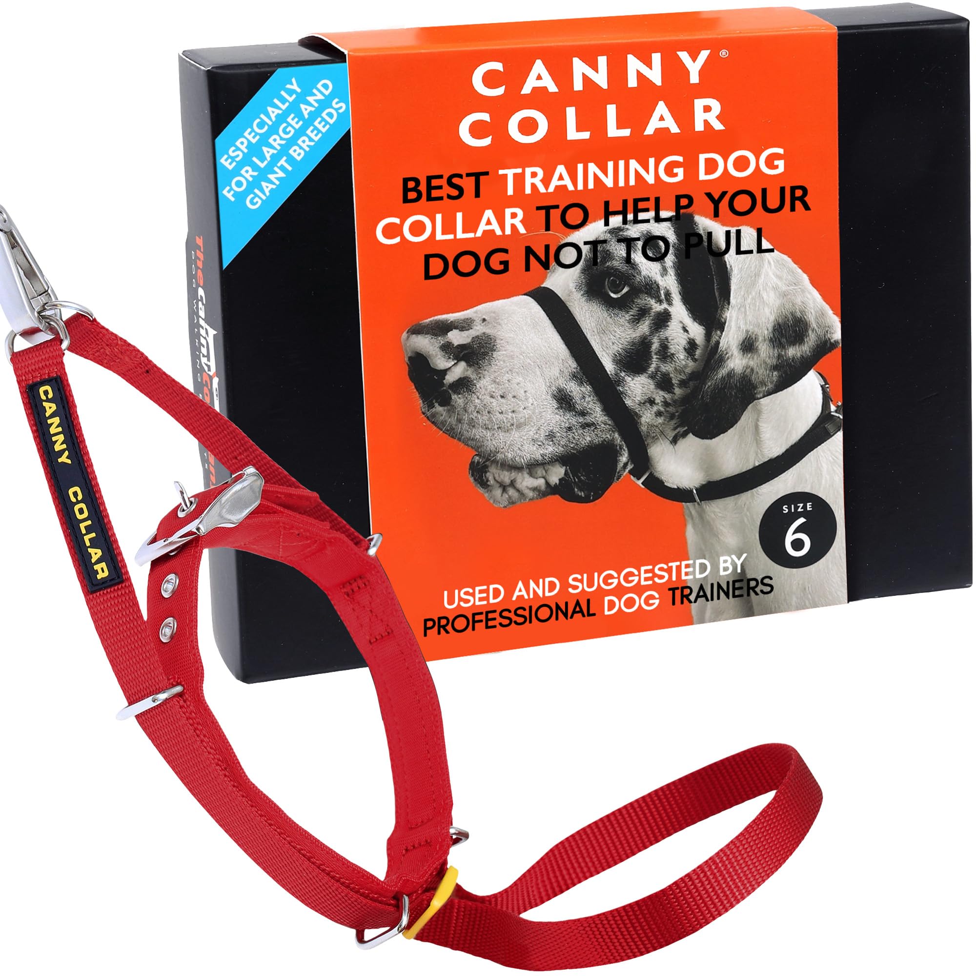 Canny Collar No-Pull Dog Headcollar | Train Your Dog To Stop Pulling & Walk On a Regular Collar & Loose Lead | Kind, Safe, Comfortable Training Aid | Red – Size 6