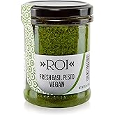 ROI Ligurian Vegan Pesto Sauce with Genovese Basil EVOO - 6.3 oz | Vegan Ligurian pesto made with Genovese DOP basil, pine nuts, and EVOO. Creamy dairy-free sauce for pasta and vegetables.