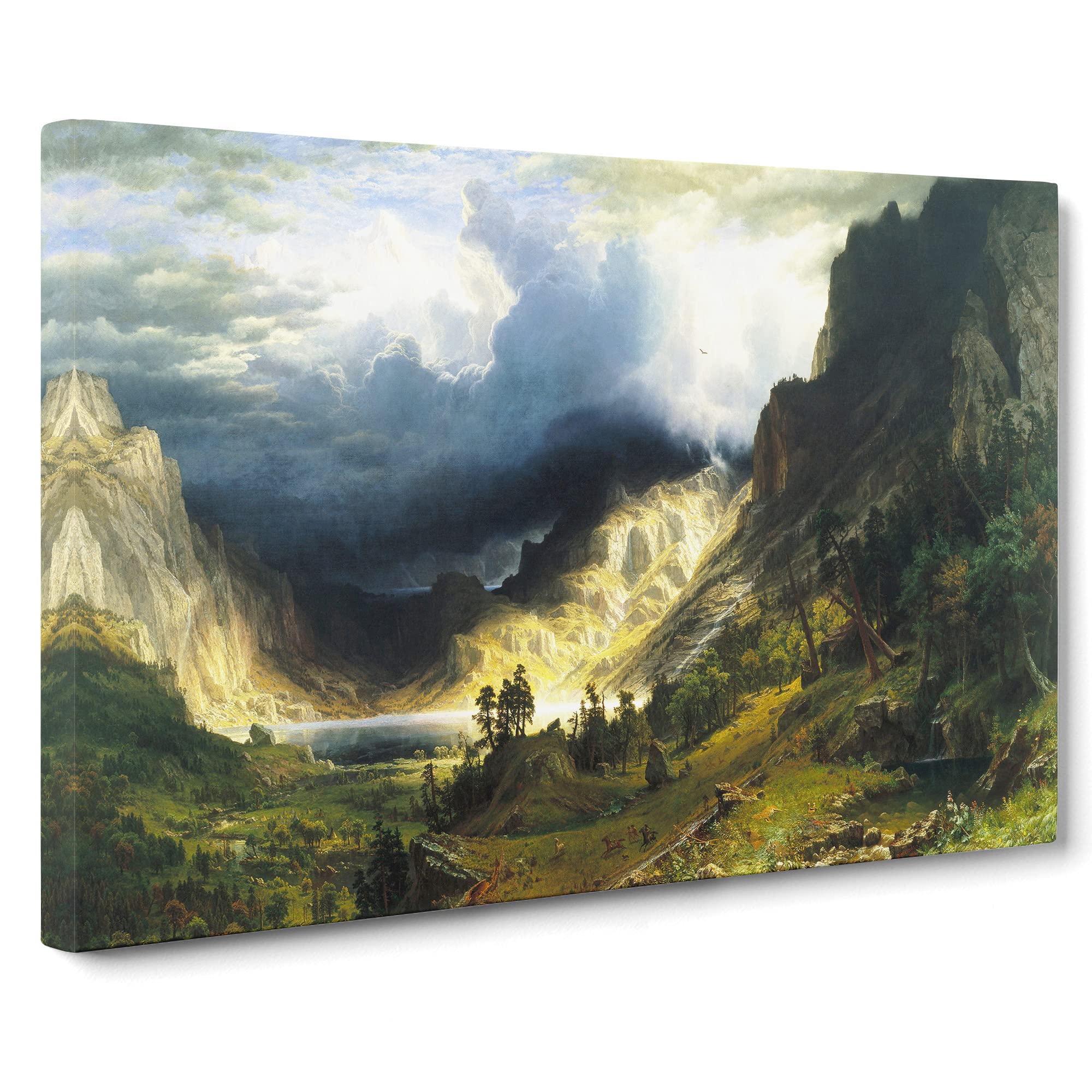 A Storm In The Rocky Mountains By Albert Bierstadt Canvas Print | Gallery Wrapped 30mm Frame Wall Art | 20x14 inches | Ready to Hang | Classic Landscape Picture | Living Room Bedroom Lounge Office