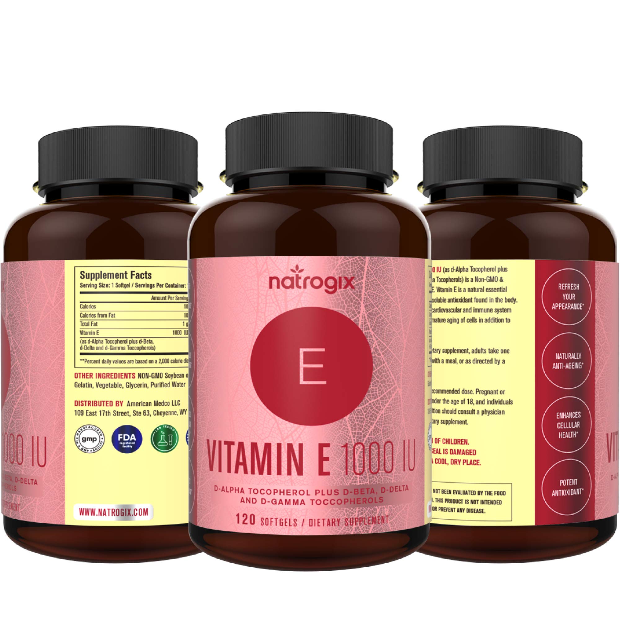 Natrogix Natural Vitamin E Capsules Mixed DAlpha Tocopherol and