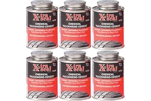 Chemical Vulcanizing Cement X-Tra Seal Tire Tube Paste 6 Pack 8oz (0.2366L) Black Waterproof Rubber Compatible Low to Medium Viscosity 3 Hour Full Cure Time