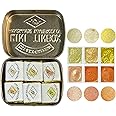 CSY art gallery Set of 6 Handmade Mica Watercolors Paint-Metallic-Glitter-Shimmer Water Color Paints - Orange and Yellow Acuarela Tin Palette - Fun Gift for Artists (Manhattan Sunset)