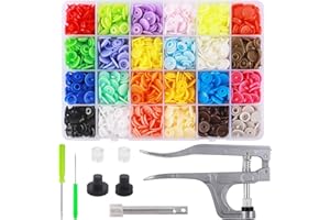 MECHEER Snap Button Kit with Snaps Pliers, 240 Sets Plastic Snaps for Fabric, T5 Snap Buttons and Snappliers Set Starter Fastener Tool Kit for Sewing Clothing DIY Crafting (24 Colors)