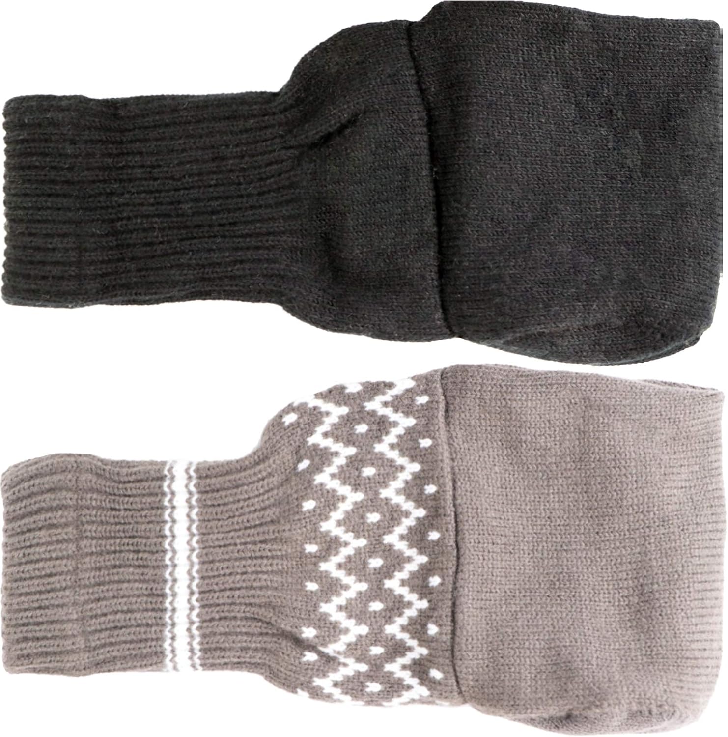 ONEST 2 Pieces Beer Mitt Beer Knit Mitt Beverage Mitt Insulating Beer Gloves Beer Sleeves,Black and Dark Gray