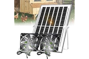 Zhitaoxun 5.5Inch Solar 2 Fan Kit,20W Solar Panel Powered Fan for Chicken Coop,Dog House,Shed,Greenhouse,Intake or Exhaust Air for Cooling,17.4FT Cord,IP67 Waterproof,3500RPM