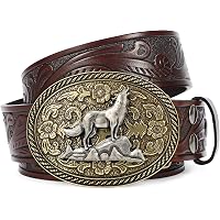 Western Leather Belt with Removable Cocky Buckle for Jeans Western Leather Buckle Belt for Men Women Cowboy Cowgirl  main image 4