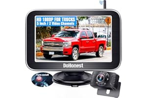 DoHonest Wireless Backup Camera Trucks: Easy Setup Stable Signal HD 1080P Car RV Bluetooth Rear View Camera 5 Inch Split Screen Monitor for Pickup Camper SUV Color Night Vision Waterproof -V25