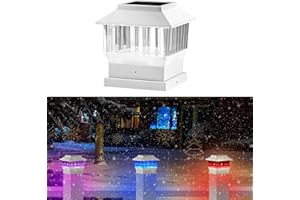 MOON-DE-AGE RGB&Warm Solar Post Cap Lights 50 Lumen, Outdoor 4x4 3.5x3.5 4.5x4.5 or 5.5x5.5 Led Fence Deck Patio Garden Post Lights for Christmas Halloween Parties(White, 1 Pack)