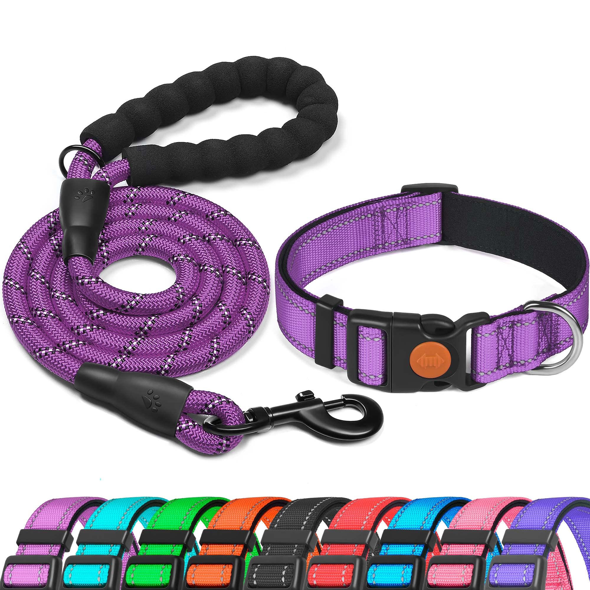 haapaw Reflective Dog Collar Padded with Soft Neoprene Breathable Adjustable Nylon Dog Collars for Small Medium Large Dogs