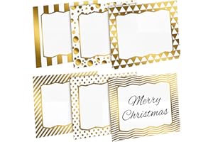 Pajean 240 Pcs Christmas Gold Gift Labels for Presents Self Adhesive Gift Tags Gold Sticky Labels Sticker Name Badge for Themed Party School Office Holiday Wrapping Essentials, 3 x 3 Inch