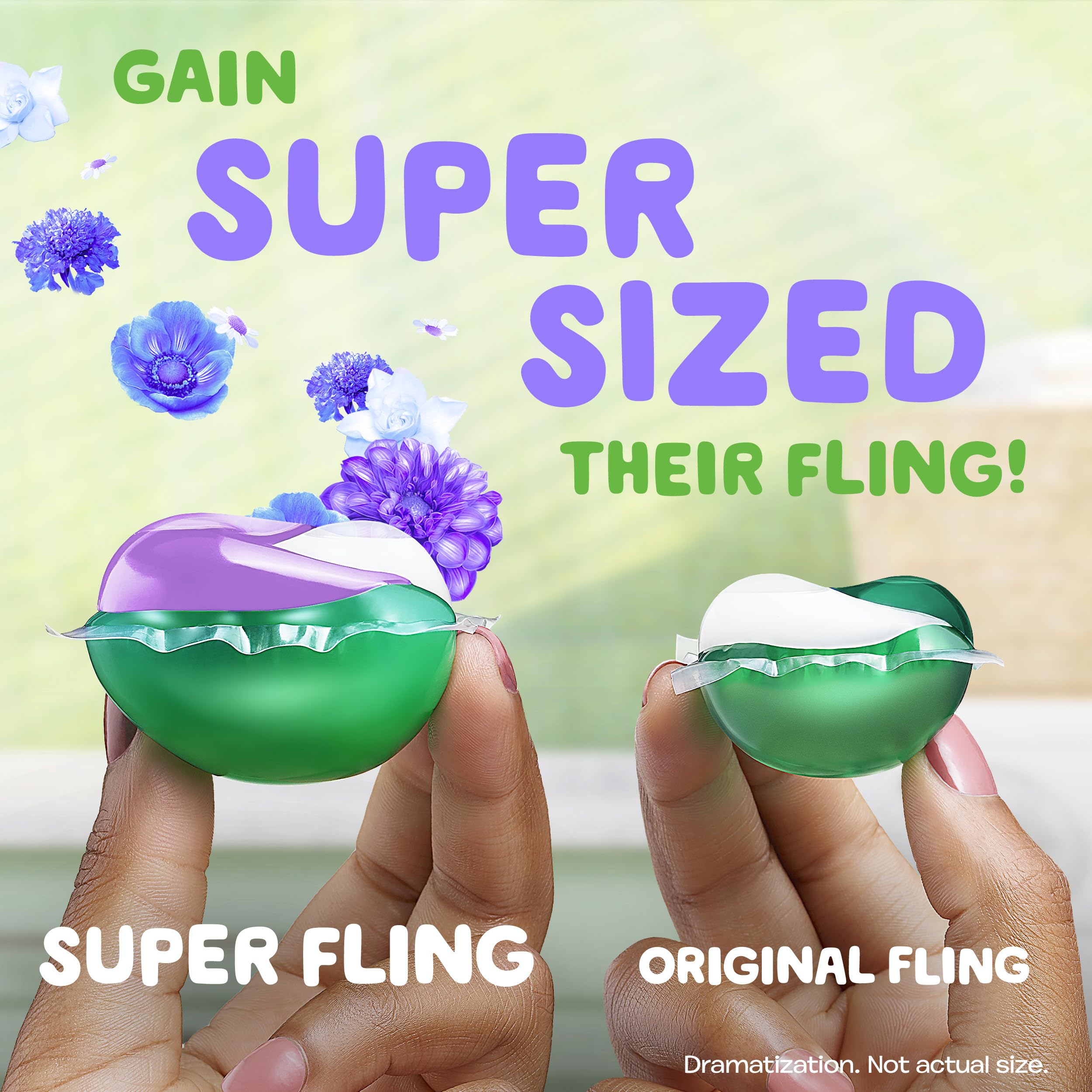 Gain Super Sized Flings Laundry Detergent Pacs, 45 Count, Dewdrop Dream Scent