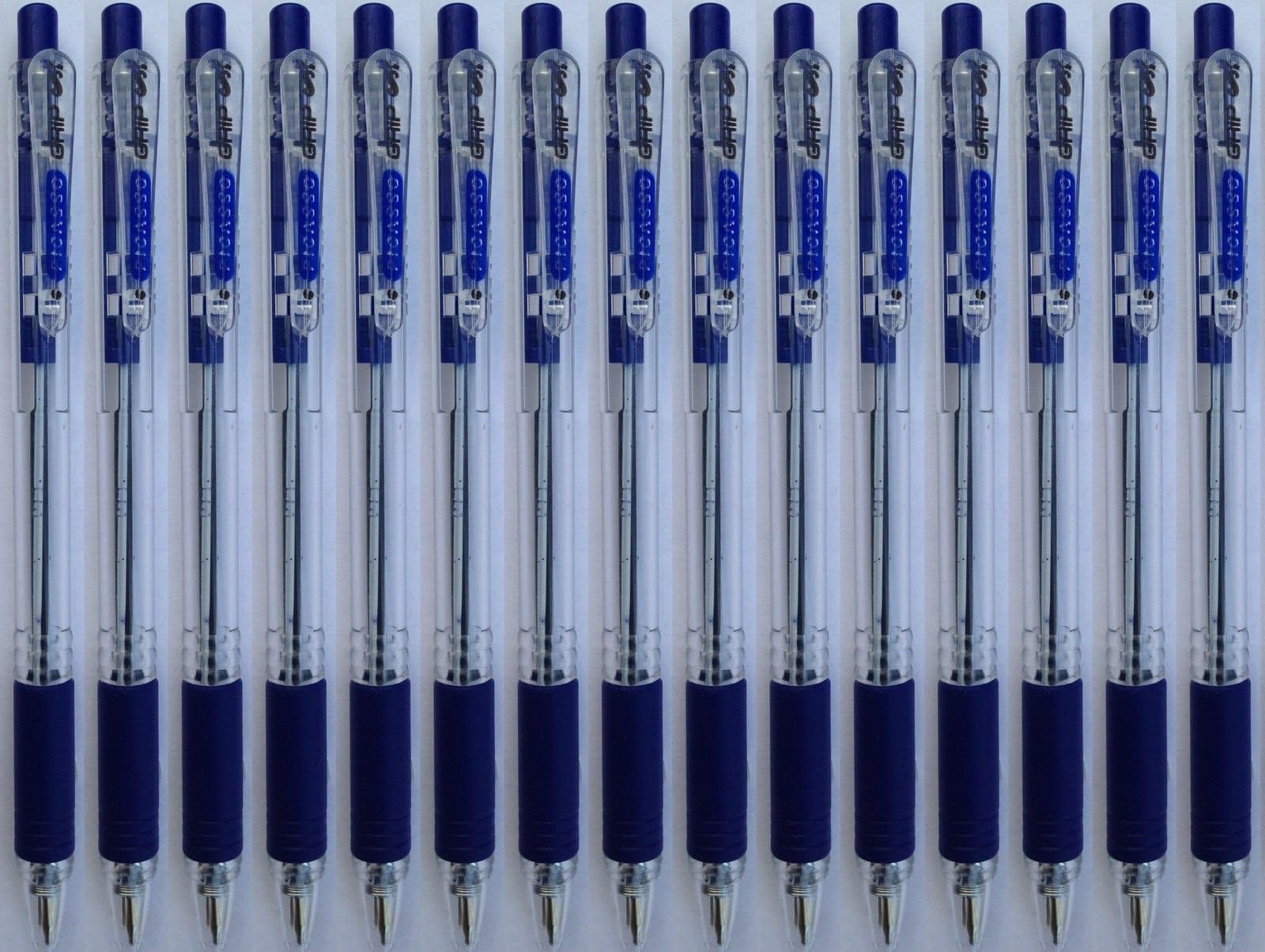15 x PICASSO GRIP RETRACTABLE BALLPOINT PEN BIROS SOFT RUBBER GRIP 0.7 mm BLUE INK