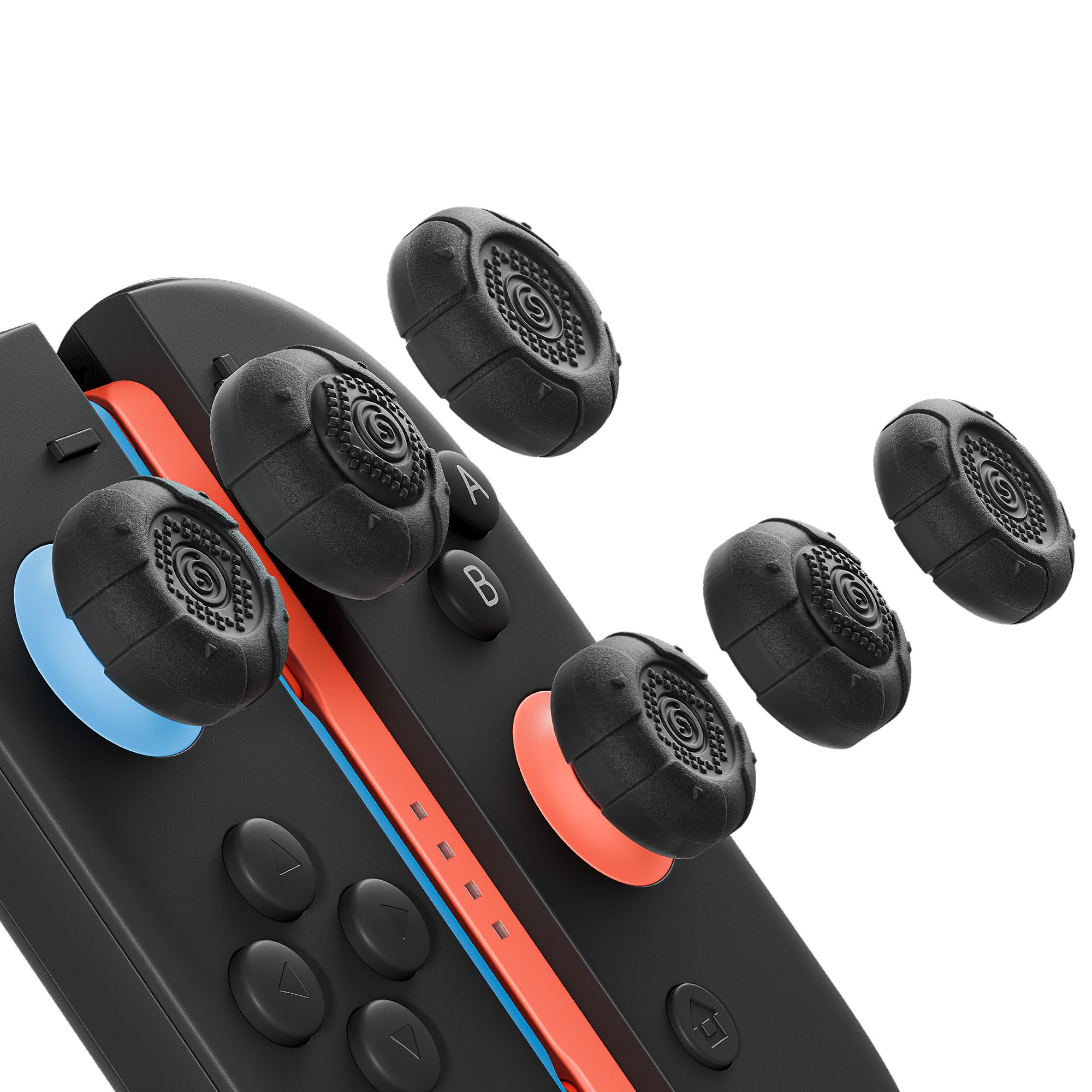 GeekShare G.S.Tac Edge Switch 2 Silicone Thumb Grip Caps Set, Anti-Slip Joystick Cover Caps Compatible with Switch 2 2025, 3 Pairs / 6 pcs - Black