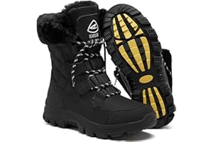 EARLDE Women’s Snow Boot With Waterproof Lace Up Mid-Calf Outdoor Winter Deep Tread Rubber Sole