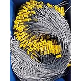 Leadseals 24" Steel Wire Cable Seals Tamper Resistant Security Tags Numbered Garden Marking Label Lock Strip Self-Locking Padlock Length 60 cm (Pack of 100pcs) (Yellow)