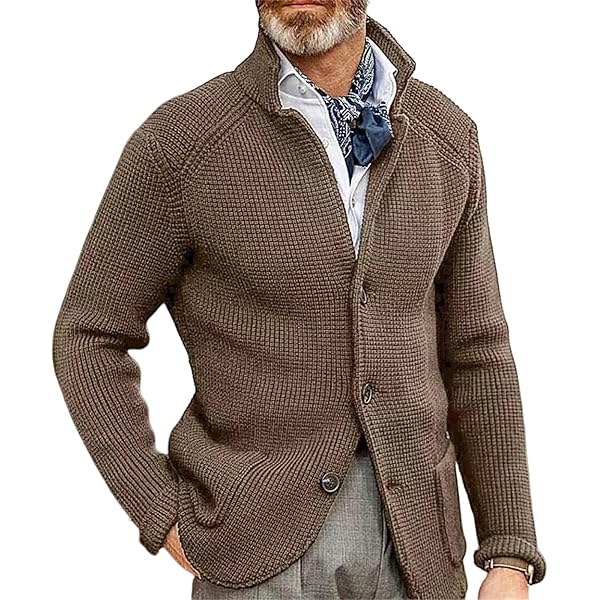Cardigan Sweaters for Men Grandpa Sweater Vintage Fleece Jacket