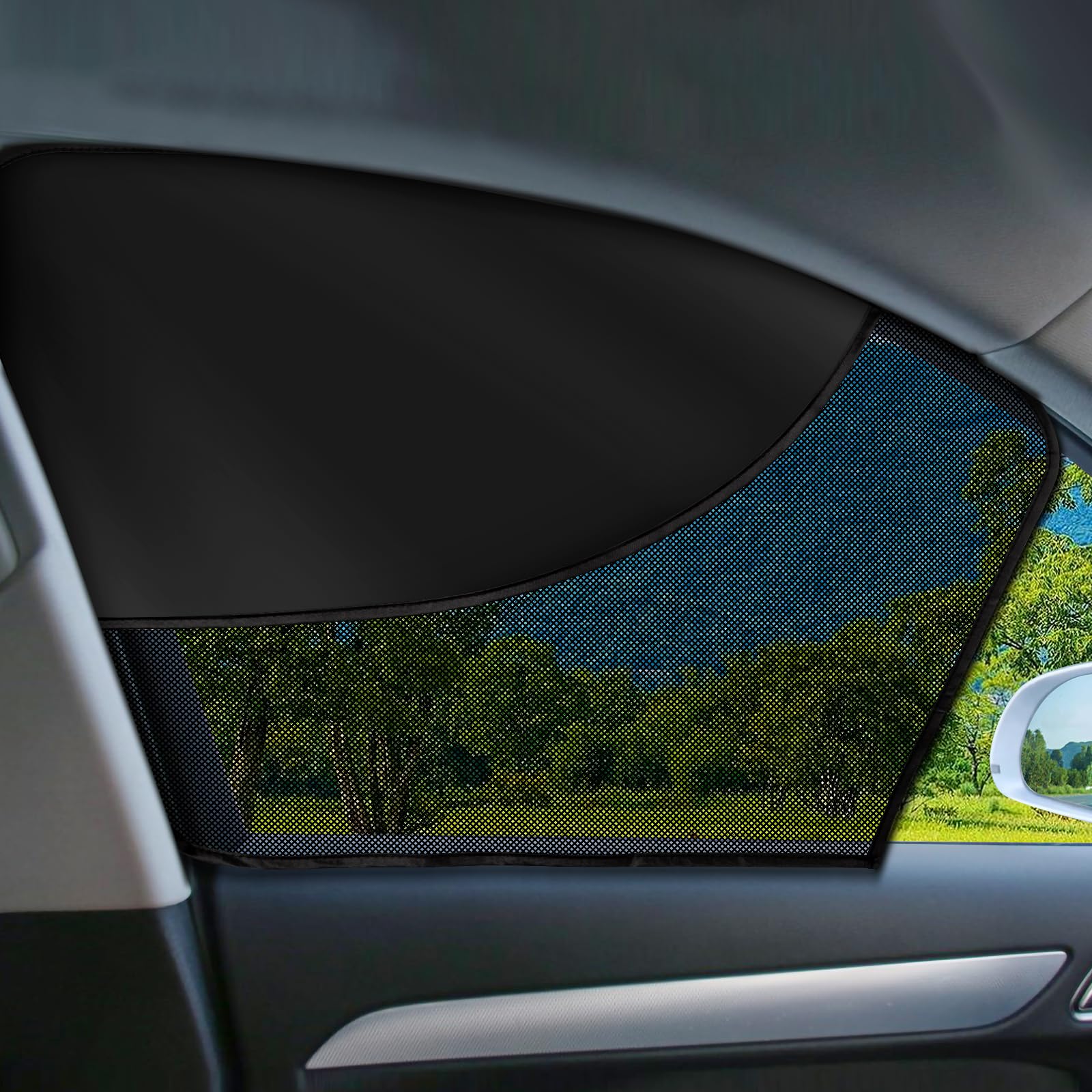 Photo 1 of LSTRAGY 2 PCS Car Window Shades, Magnetic Double Layer Car Side Window Sun Shades with Full Shade/Half Shade, Front Window Covers for Driver, Car Accessories