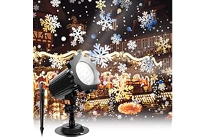 Christmas Snowflake Projector Lights with Outdoor Ground Stakes, 2025 Upgraded Brightness Decorative Snowfall Lighting Wall M