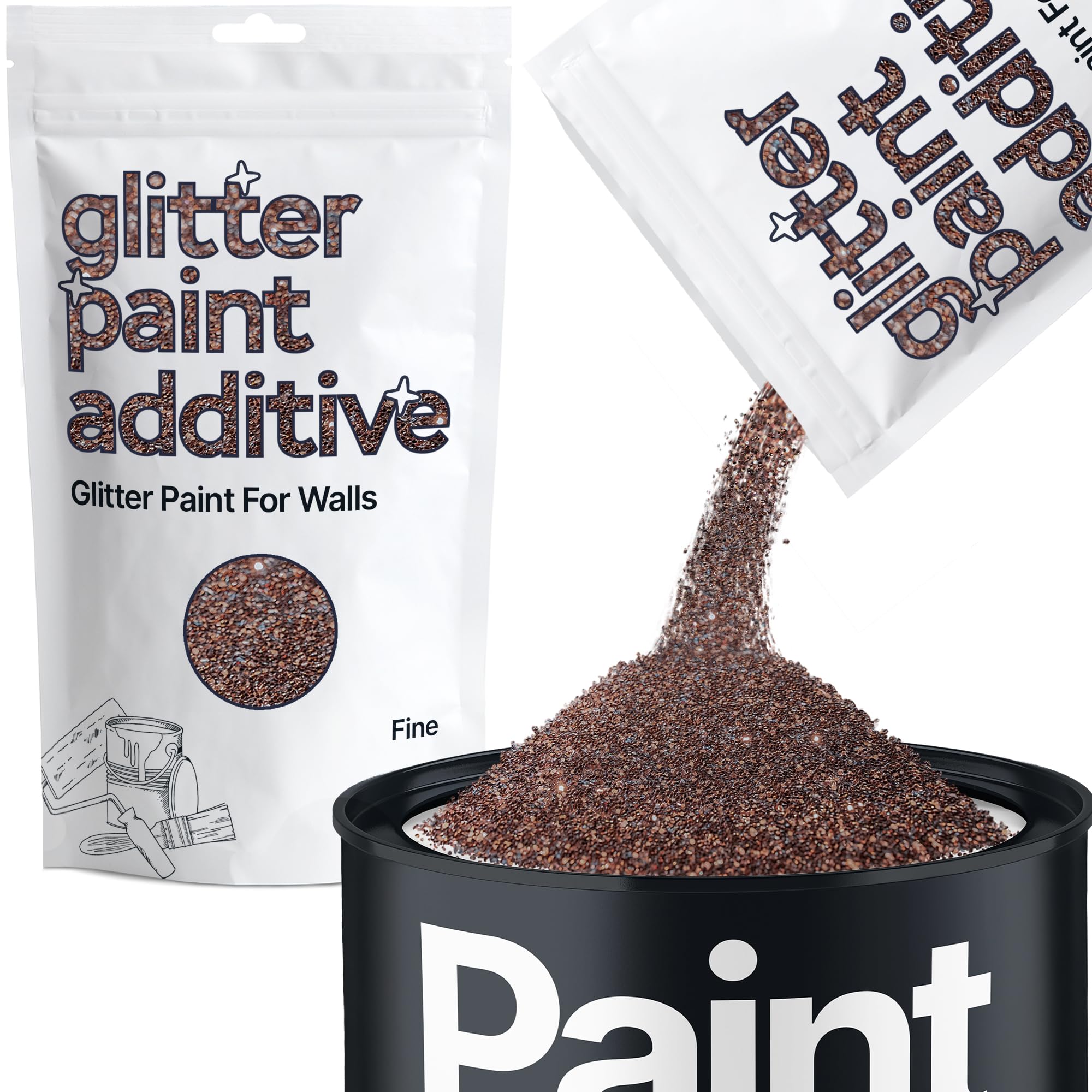 Hemway Bronze Brown Glitter Paint Additive Fine 100g for Adding Sparkle to Paints & Varnish | Paint Walls Sparkly Add to Emulsion, Acrylic or Lacquer Indoor