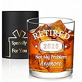 Jmugmt Retirement Gifts for Men 2026, Retired 2026 Not My Problem Any More Whiskey Glass, Retirement Gifts for Coworker Friends Husband, 10 Ounce Old Fashioned Glass with Gift Box