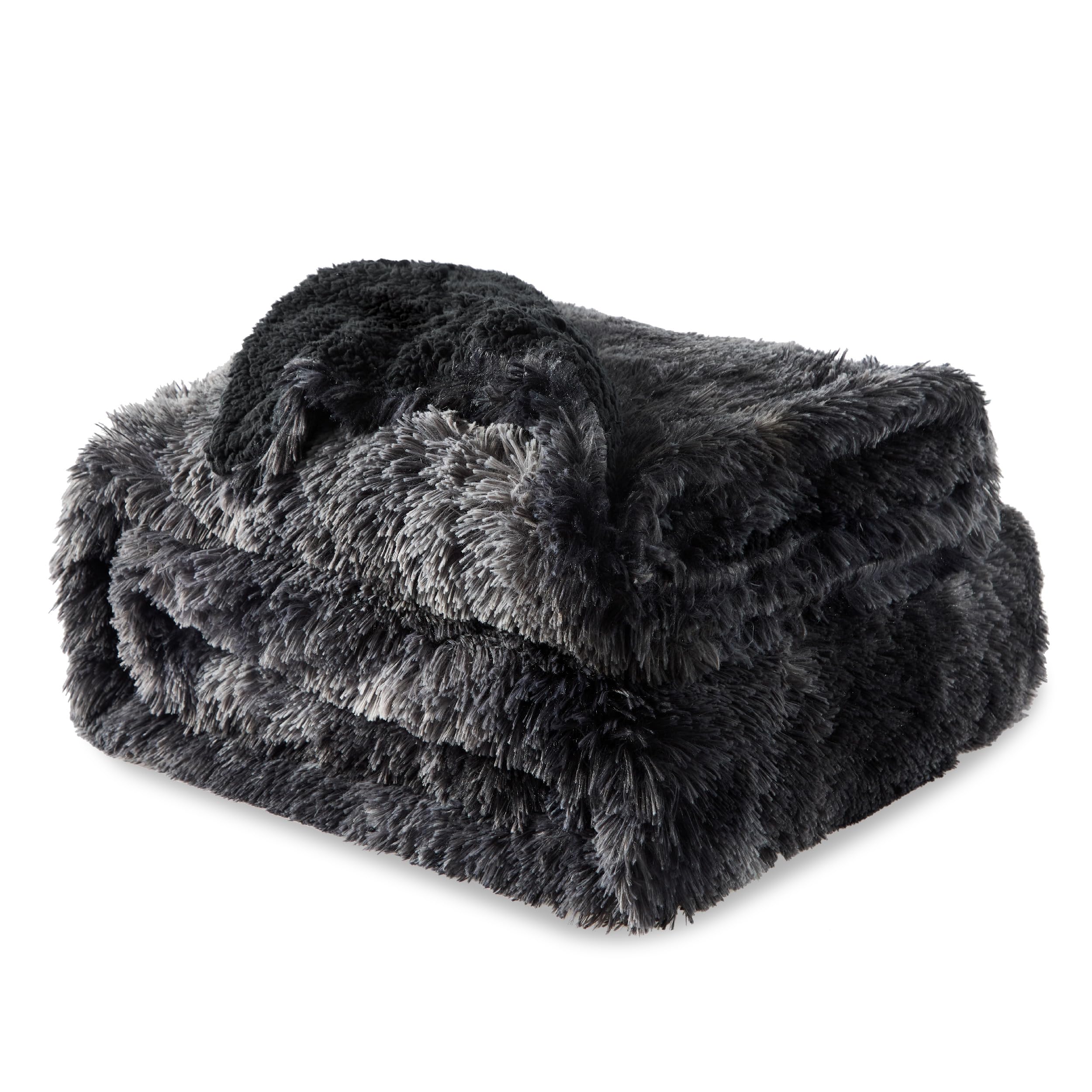 Bedsure GentleSoft Fluffy Tie Dye Black King Size Blanket for Bed, Thick Soft Sherpa Faux Fur Fleece Bedding Fuzzy Plush Winter Warm Heavy Large King Blanket, Cozy Black Gifts for Men Women, 108x90
