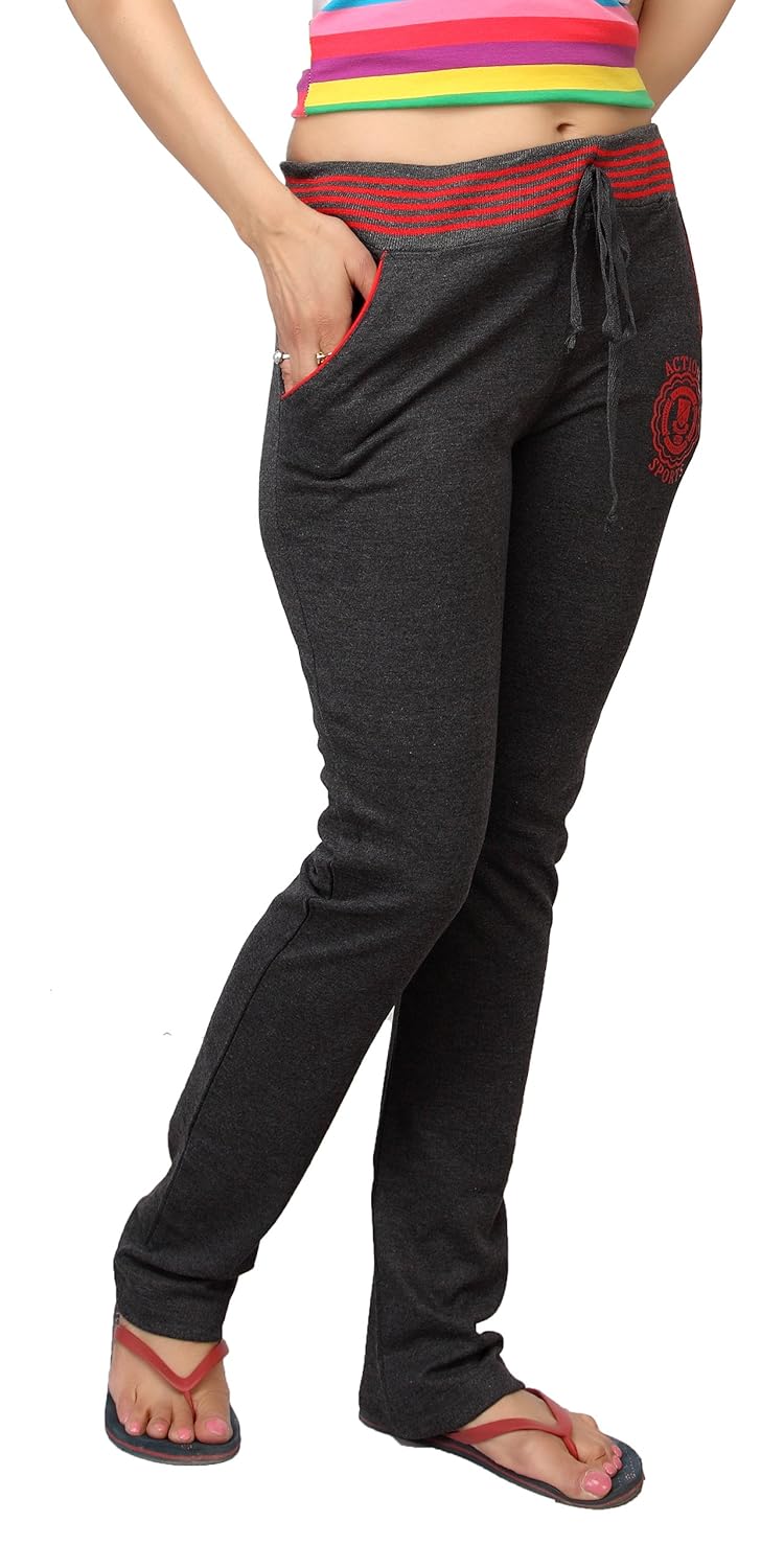 comix women cotton hosiery fabric comfort fit full length plain track pants