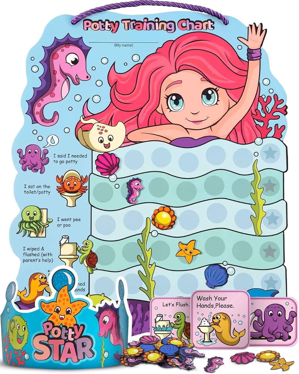 PUTSKA Potty Training Reward Chart for Girls with 35 Reusable Stickers
