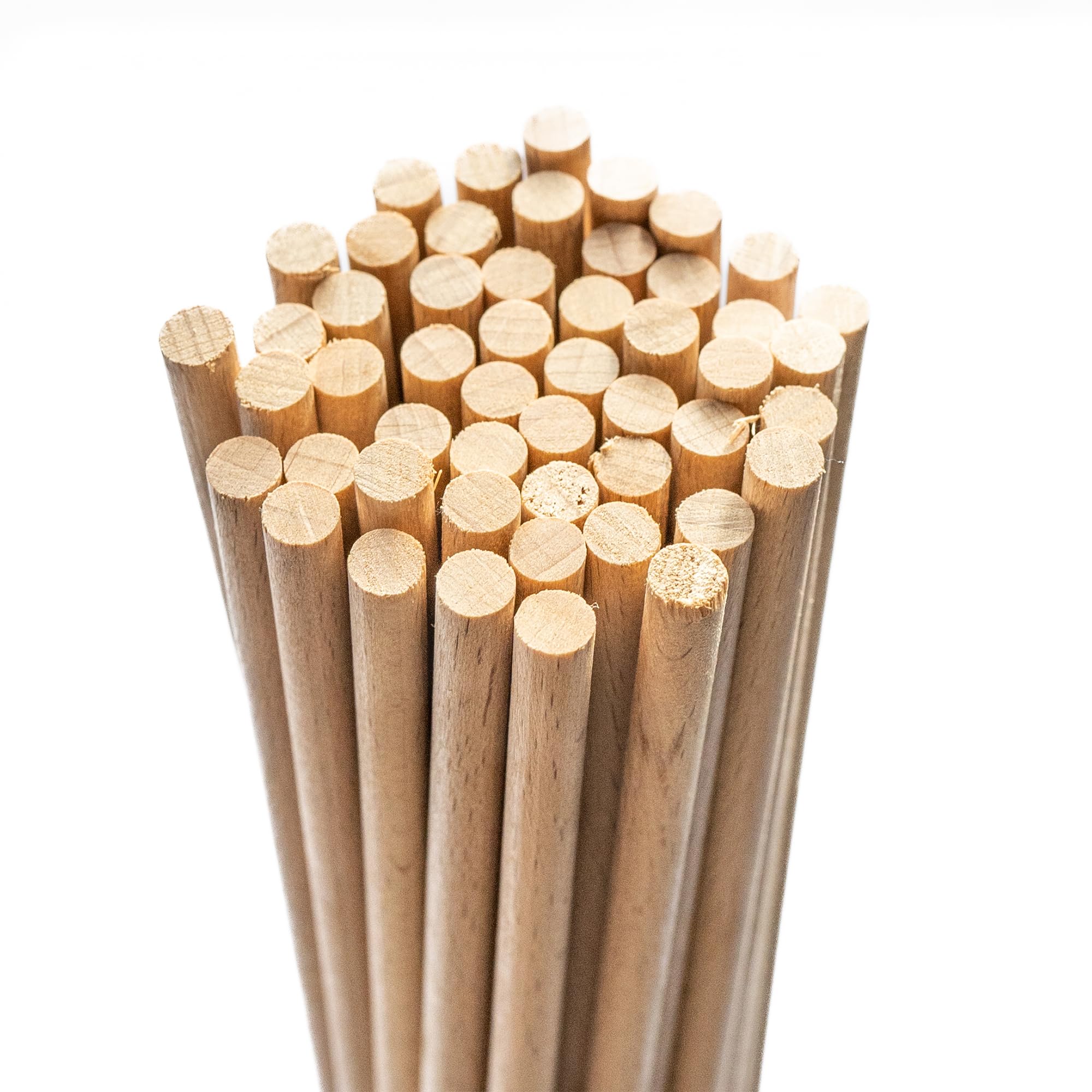 Chinchilla® Round Wood Beech Round Rod, Pack of 50, Craft Sticks, 6 x 300 mm, Wooden Sticks, Perfect for Art, Craft and Decoration