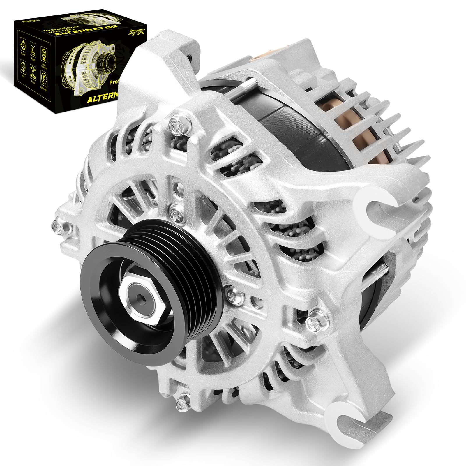 Photo 1 of Oktiger V8 V10 Upgraded Alternator for Ford Expedition 2011-2014 5.4L, F450 F-550 Super Duty 2013-2016 6.8L, F650 F750 F-53, for Lincoln Navigator, 12V 175A CW 6-Groove Clutch Pulley, OE BL1T-10300-BA