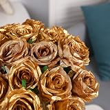 Tifuly 12 Pcs Artificial Roses 19.68in Silk Single Stem Bouquet Black Red view 3