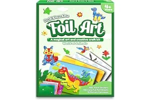 FEREDO KIDS Foil Art Craft Activity for Kids: Foil Fun Dinosaur & Animal DIY Toy Kit, No Mess Creative Travel Supplies for Kids 4 5 6 7 8 9 Year Old Party Favor Kids Activity Kit Christmas Birthday Gifts