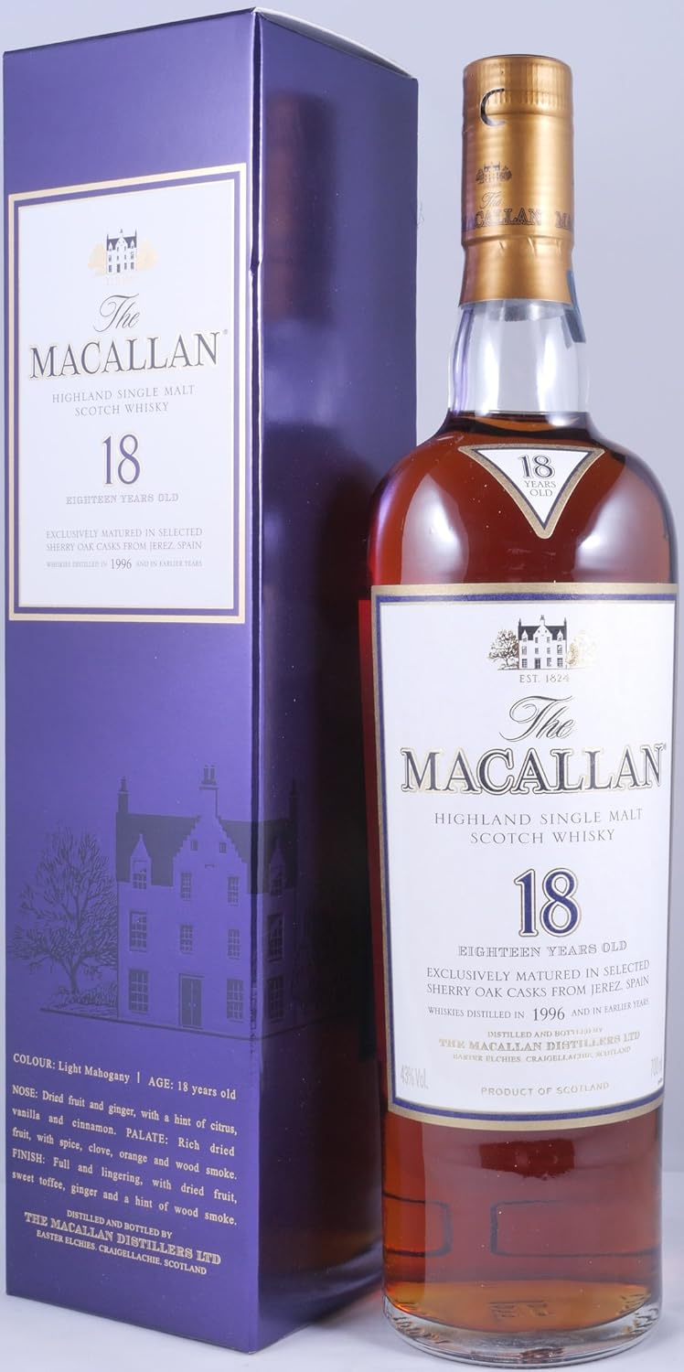 Macallan 18 Years Sherry Oak Single Malt Scotch Whisky 1996 Amazon Co Uk Beer Wine Spirits