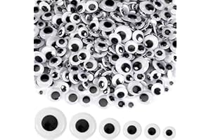 UPINS 300 Pcs Wiggle Eyes, Round Plastic Black Googly Eyes Self-Adhesive Wiggle Eyes for DIY Crafts Decoration Mixed Assorted