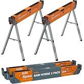 BORA Speedhorse Saw Horses 2 Pack Folding Heavy Duty Metal Sawhorse | Instant Setup, 3600-lb capacity, 2x4 Bracket, Metal folding sawhorses, Portable workbench, foldable compact storage